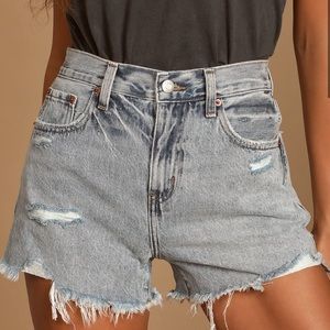 pistola Light Wash Distressed Denim Shorts